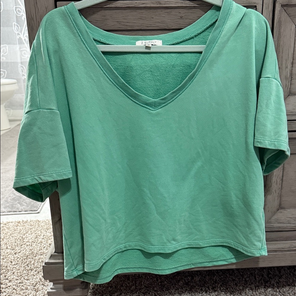 Z Supply Mint Green V-Neck Short Sleeve Tee